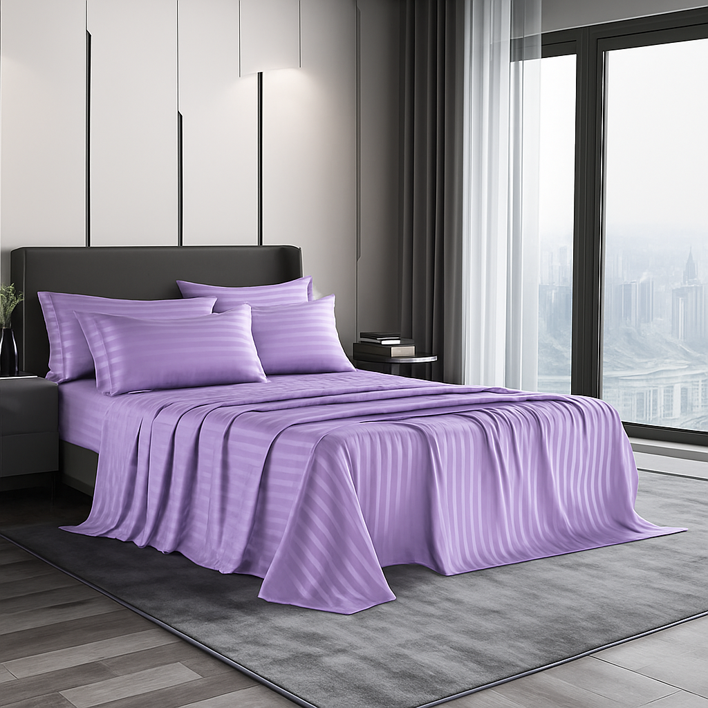 LAVENDER STRIPED MICROFIBER SET - (PREMIUM)