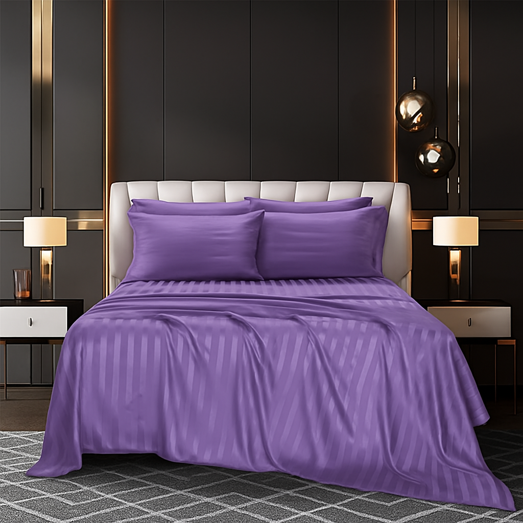 LAVENDER STRIPED MICROFIBER SET - (PREMIUM)