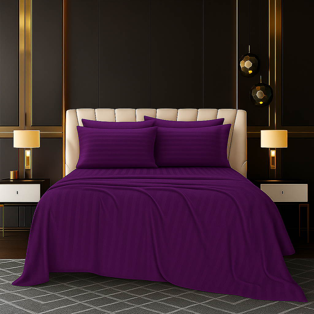 MYSTIC VOILET STRIPED MICROFIBER SET - (PREMIUM)