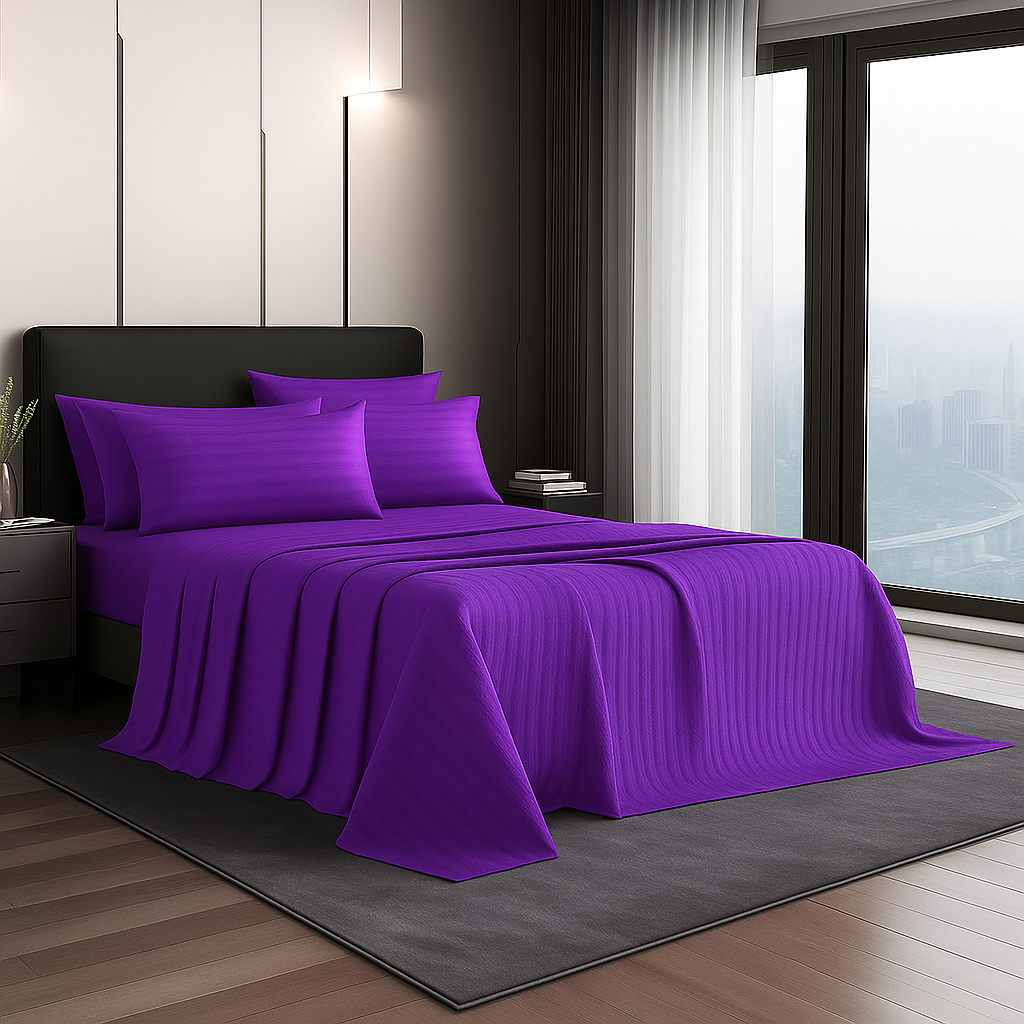 MYSTIC VOILET STRIPED MICROFIBER SET - (PREMIUM)